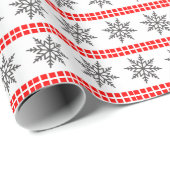 Nordic Christmas sneeuwvlok patroon grijs rood wit Cadeaupapier (Rol Hoek)
