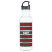 Nordic Christmas sneeuwvlok patroon grijs rood wit Waterfles (Voorkant)
