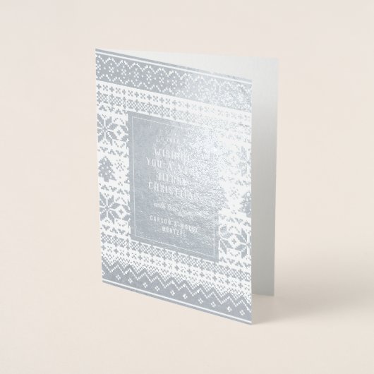 Nordic Christmas Sweater Patterned Holiday Folie Kaarten (Voorkant)