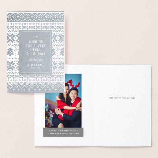 Nordic Christmas Sweater Patterned Holiday Folie Kaarten (Display)