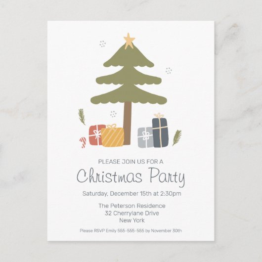 Nordic Christmas Tree Holiday Party Briefkaart (Voorkant)