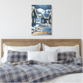 Nordic Christmas Village Art Scandinavische winter Canvas Afdruk (Insitu (Slaapkamer))
