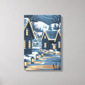 Nordic Christmas Village Art Scandinavische winter Canvas Afdruk (Voorkant)