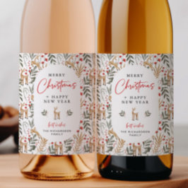 Nordic Christmas Wine Bottle Label Drink Gift Deer Wijn Etiket