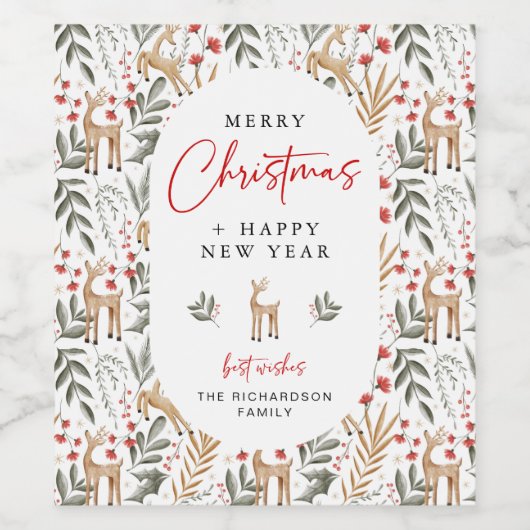 Nordic Christmas Wine Bottle Label Drink Gift Deer Wijn Etiket (Enkel label)