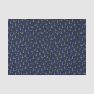 Nordic Cobalt Blue Kerstbomen Donker Tissuepapier