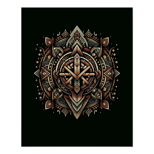 Nordic Compass Mandala Perfect Poster (Voorkant)
