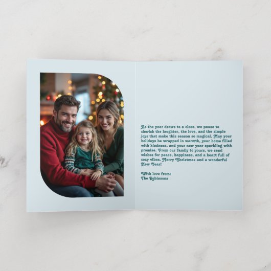 Nordic Cool Hand Drawn Merry Christmas Photo Folie Feestdagenkaart (Binnenlaag)