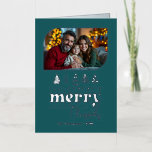 Nordic Cool Hand Drawn Merry Christmas Photo Folie Feestdagenkaart<br><div class="desc">Send festive cheer with this real foil Christmas Photo Card featuring a whimsical hand drawn “Merry Christmas” design. The elegant metallic foil shines against a bold background, paired with your favorite holiday photos for a modern yet cozy look. A stylish way to share your warmest Christmas wishes with family and...</div>