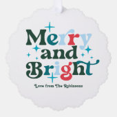 Nordic Cool Merry & Bright Retro Christmas Photo Ornament Kaart (Voorkant)