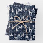 Nordic Crystal Stone Blue-Grey Christmas Deer Inpakpapier Vel (In situ)