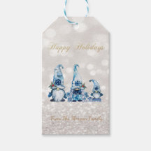 Nordic Cute Blue Gnomes Glitter Bokeh