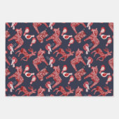 Nordic Dala Horse Moose Red Blue Kerstmis Inpakpapier Vel (Voorkant)