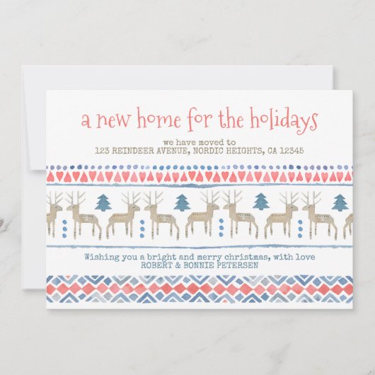 Nordic Deer New Home voor de Feestdagen die bewege Aankondiging (Voorkant)