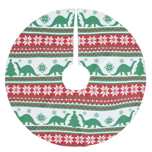 Nordic Fair Isle Brontosaurus Dinosaurus Sweater Kerstboom Rok (Voorkant)