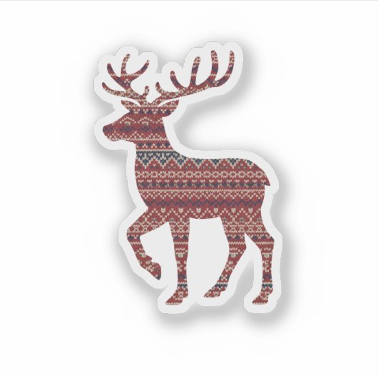 Nordic Fair Isle Pattern Reindeer Christmas  Sticker (Voorkant)