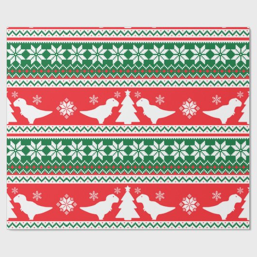 Nordic Fair Isle T-Rex Dinosaurs Sweater Cadeaupapier (Vlak)