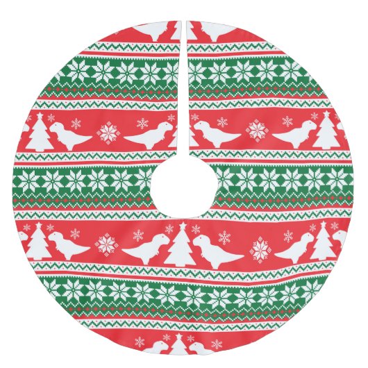 Nordic Fair Isle T-Rex Dinosaurs Sweater Kerstboom Rok (Voorkant)