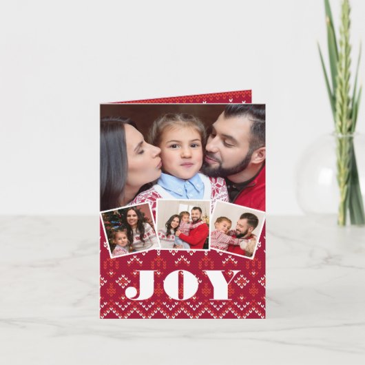 Nordic Fairisle Joy Fotocollage Kerstmis Feestdagen Kaart (Voorkant)