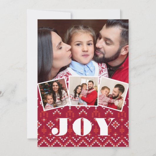 Nordic Fairisle Joy Fotocollage Kerstmis Feestdagenkaart (Voorkant)