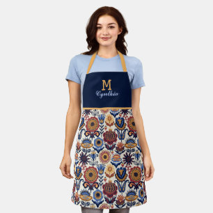 Nordic Flower Folk Art Pattern Monogram Schort
