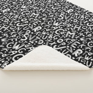 Nordic Folk Art Alpha Jumbles Sherpa Blanket Deken