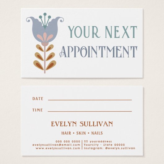 Nordic Folk Art Bloem Afspraakkaart Visitekaartje (Voorkant /achterkant)