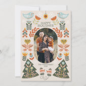 Nordic Folk Art Christmas Oval Photo Feestdagenkaart (Voorkant)