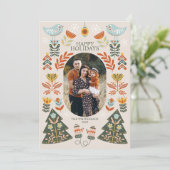 Nordic Folk Art Christmas Oval Photo Feestdagenkaart (Staand voorkant)