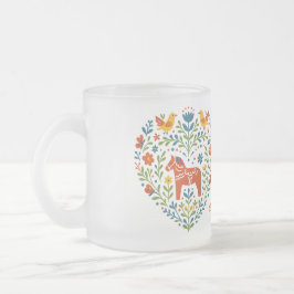 Nordic Folk Art Dala Horse Heart Pattern Mug Matglas Koffiemok