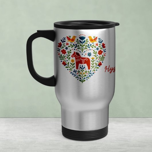 Nordic Folk Art Dala Horse Heart Pattern Mug Matglas Koffiemok
