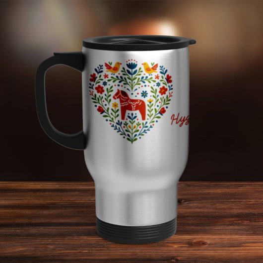 Nordic Folk Art Dala Horse Heart Pattern Mug Matglas Koffiemok