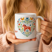 Nordic Folk Art Dala Horse Mug Koffiemok