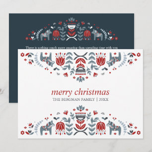 Nordic Folk Art   Dala Paard Kerst Feestdagen Feestdagenkaart