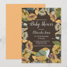 Nordic Folk Art Floral Bird Baby shower