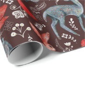 Nordic Folk Art Forest | Winter Woodland Animals Cadeaupapier (Rol Hoek)