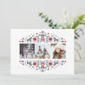 Nordic Folk Art | Kerst Feestdagen Multi Foto Feestdagenkaart (Staand voorkant)