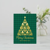 Nordic Folk Art Kerstboom in Goud Folie Feestdagen Briefkaart (Staand Voorkant)