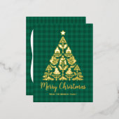 Nordic Folk Art Kerstboom in Goud Folie Feestdagen Briefkaart (Voorkant / Achterkant)
