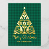 Nordic Folk Art Kerstboom in Goud Folie Feestdagen Briefkaart (Voorkant)