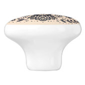 Nordic Folk Art Uil Beige Zwart Keramische Knop (Zijkant)