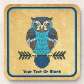 Nordic Folk Art Uil Bier Onderzetter (Voorkant)