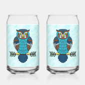 Nordic Folk Art Uil Blikvorm Glas (Voorkant)