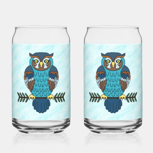 Nordic Folk Art Uil Blikvorm Glas (Voorkant)