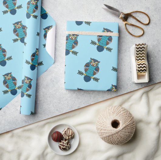 Nordic Folk Art Uil Cadeaupapier (Crafts)