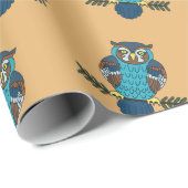 Nordic Folk Art Uil Cadeaupapier (Rol Hoek)