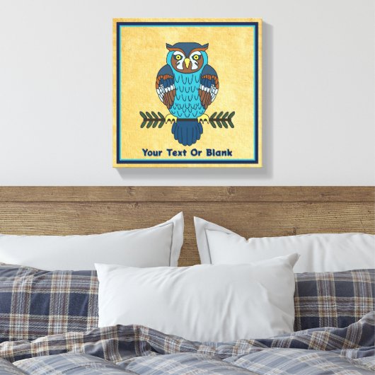 Nordic Folk Art Uil Canvas Afdruk (Insitu (Slaapkamer))