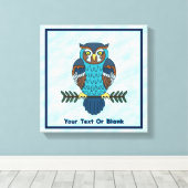 Nordic Folk Art Uil Canvas Afdruk (Insitu (Houten vloer))