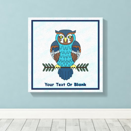 Nordic Folk Art Uil Canvas Afdruk (Insitu (Houten vloer))