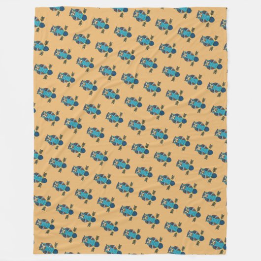 Nordic Folk Art Uil Fleece Deken (Voorkant)